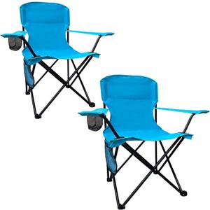 Folding Camping Chair, 225lb Capacity, Includes Cup Holder & Side Storage Bag, 5.5lbs Portable for Beach, Camping, Sport, 2PCS Blue (20.5"D x 20.5"W x 33.8"H)