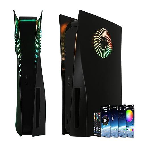 Faceplate with RGB Light Strip for PS5 and Dust Filter for Cooling Vents DOBEWINGDELOU 400+ Effects LED Light Ring Console Cover for Disc Edition DIY Decoration Kit Accessories Black