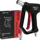 Short Pressure Washer Gun with Swivel, 1/4" Automatic Quick Connector Power Washer Handle with 3/8" Swivel Male Plug Coupler, Addition M22-14mm Adapter