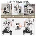 T3 Pro 3-in-1 Pet Stroller for Small Dogs & Cats Foldable, Lightweight with Detachable Carrier, 180 Canopy & Cup Holder (Beige)