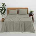 Cottington Lane Premium Quality 100% Egyptian Cotton 4 Piece, King Size Bed, Sheet Set Fits 12 inch Deep Pocket Mattress, Naturally Cool, Soft & Durable Luxury Bedding, Silver Grey Solid