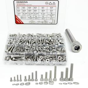 1160 pcs M3/M4/M5/M6 Metric Hex Head Socket Cap Bolt & Nut Assortment, 304 Stainless Steel Machine Screws with Flat & Lock Washers,Length 6 to 35 mm