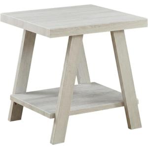Roundhill Furniture Athens Contemporary Wood Shelf End Table, White, Regular End Table, 1pc, 23.6"D x 22"W x 23.25"H