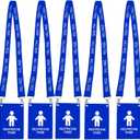 Hall Pass Lanyards with Large Card Passes, Unbreakable School Classroom Passes Set for Teacher Parents (Blue)
