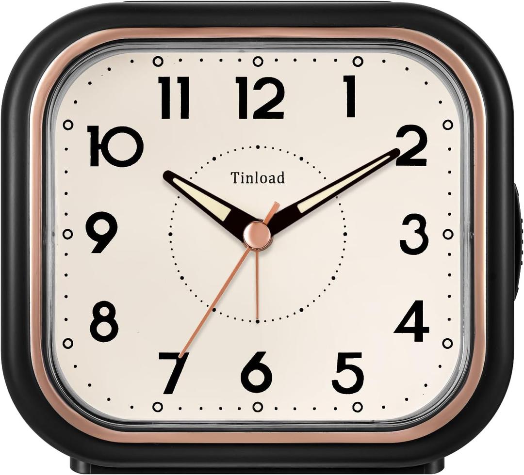 4.5" Vintage Retro Analog Alarm Clock, Super Silent Non Ticking Clock with Manual Light, Snooze, Battery Operated, Simply Design, for Living Room, Bedroom, Bedside, Desk(Black) 4.5" Vintage Retro Analog Alarm Clock, Super Silent Non Ticking Clock with Manual Light, Snooze, Battery Operated, Simply Design, for Living Room, Bedroom, Bedside, Desk(Black)