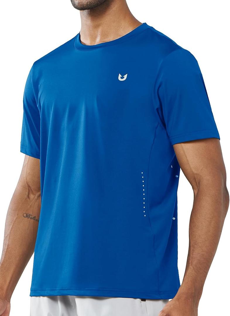NORTHYARD Mens Athletic Shirts Short Sleeve Gym Workout Running Training Sports Performance T Shirt Basic Tee for Men (Blue)