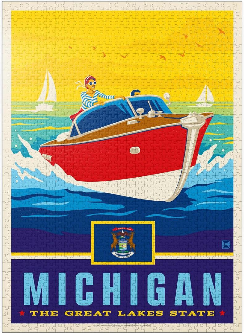 MyPuzzle Michigan: The Great Lakes State - Premium 1000 Piece Jigsaw Puzzle for Adults