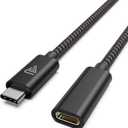 USB C Extension Cable (20Gbps/240W/1.5Ft), USB 3.2 Type C 3.1 Male to Female Extension Charging & Sync for iPhone 16 15 Pixel PSVR2 MacBook Air Pro/New iPad Dell XPS Surface Book -Black
