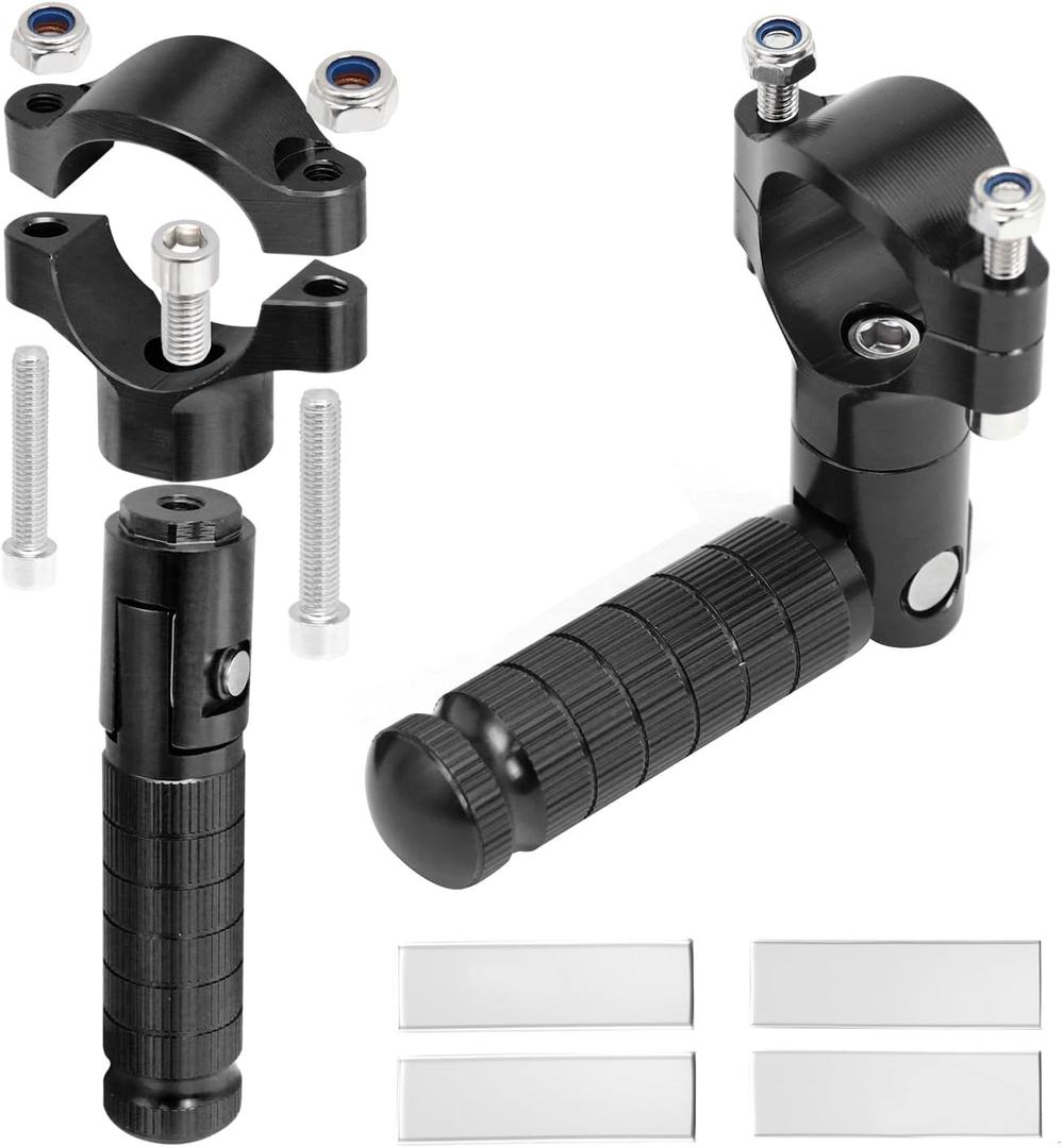 Foot Pegs Non-sliding Footrest Motorcycle Bicycle Folding Foot Pegs 90 Degree Foldable Electric Motorbike Passenger Footrests Rearsets Rear Set Footpegs Foot Rest Pedals (Black)