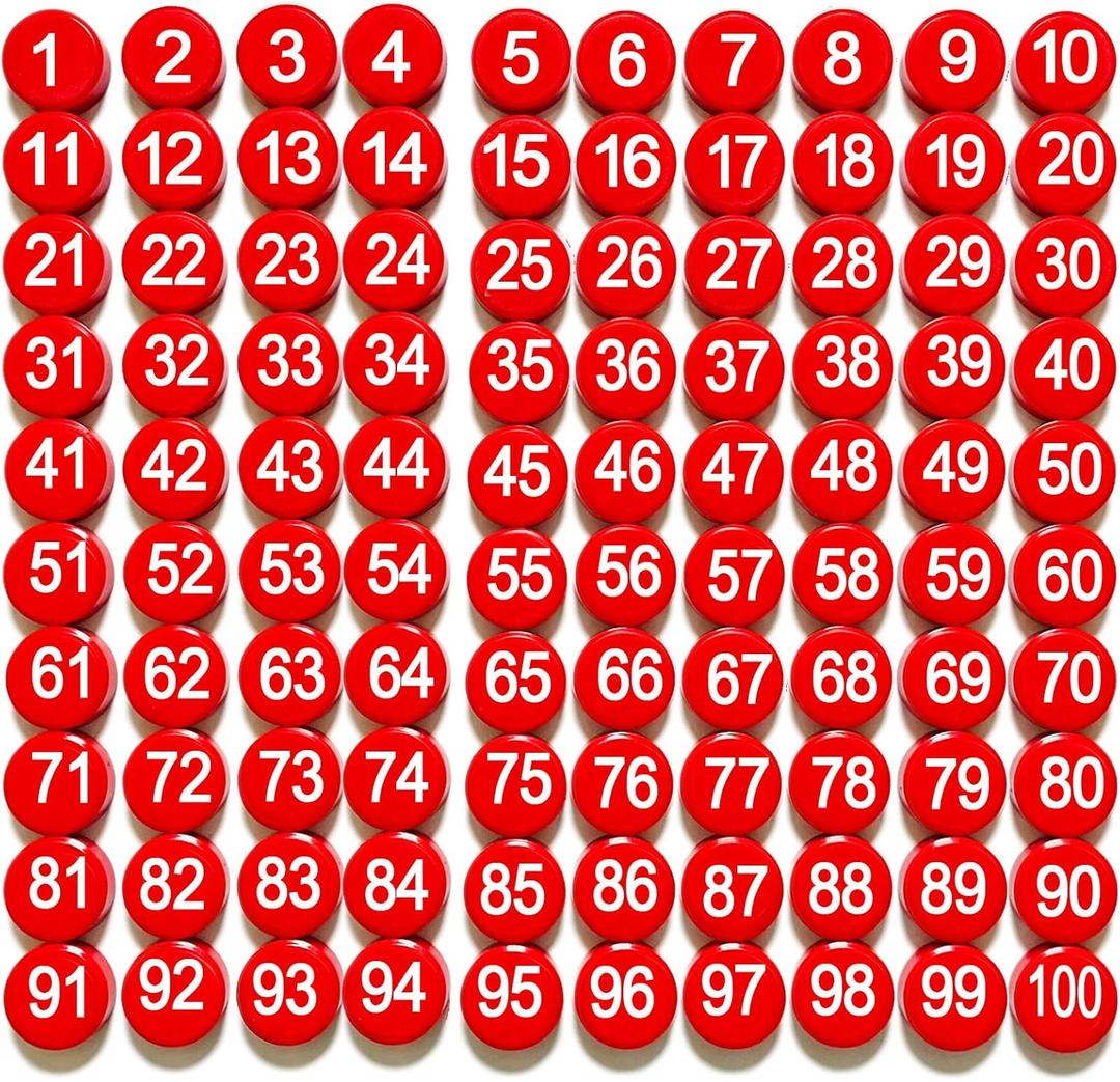 1-100 Magnetic Numbers, Magnets with Number for Dry Erase Boards, Round Number Refrigerator Magnets for Whiteboard in Home and Office (0.8" Diameter, Red)