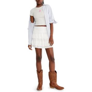 AEROPOSTALE Women's Tiered Mini Skort (White, XXL)