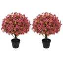 Aoutyers 24" Artificial Fall Potted Plants Outdoor, Faux Mums Flowers 2 Pcs