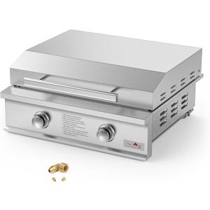 Stanbroil 28-Inch Premium Built-In Natural Gas Griddle for Outdoor Kitchen Grill, Durable Stainless Steel 2-Burner Flat Top Grill with Lid for BBQ Island, 34,000 BTUs