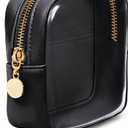 Wandering Nature Clear Makeup Bag for Purse Mini Make up Bag Cute Cosmetic Pouch for Women with Slip-in Pockets Travel Toiletry Essentials Vegan Leather Organizer Pouch,Patent Pending (Black)