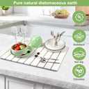 Large Stone Dish Drying Mats for Kitchen Counter, 24x16 Quick Dry Absorbent Drying Matt Kitchen Counter, Diatomaceous Earth Dish Drying Mat, Collapsible Dish Mat Dish Pads for Drying, White