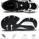 Men's Slip Resistant Trail Running Shoes - Supportive Athletic Shoes for Outdoor Fitness Walking, Road Running and Gym Training (5, Black White Light)