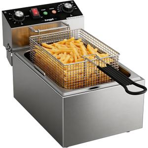 Electric Deep fryer Single Tank Deep Fryer with Basket Capacity 10L Electric Countertop Fryers with 60 Minute Timer for Home Kitchen and Restaurant