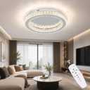 Dimmable Crystal LED Ceiling Light, 19.7" Modern Crystals Chandeliers Ceiling Lights with Remote, Adjustable Chandelier Lighting Fixtures Ceiling Mount for Dining Room Living Room Kitchen