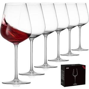 JBHO Hand Blown Bordeaux Wine Glasses  Set of 618 Ounce  Great Gift Packaging  Red Wine Glasses LeadFree Premium Crystal Clear Glass