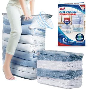 TAILI 12 Pack Vacuum Storage Bags, Jumbo Cube Space Saver (31x40x15 Inch), XL Large Vacuum Seale Bags for Comforters Blankets Bedding, Clothing, Clear TAILI 12 Pack Vacuum Storage Bags, Jumbo Cube Space Saver (31x40x15 Inch), XL Large Vacuum Seale Bags for Comforters Blankets Bedding, Clothing, Clear
