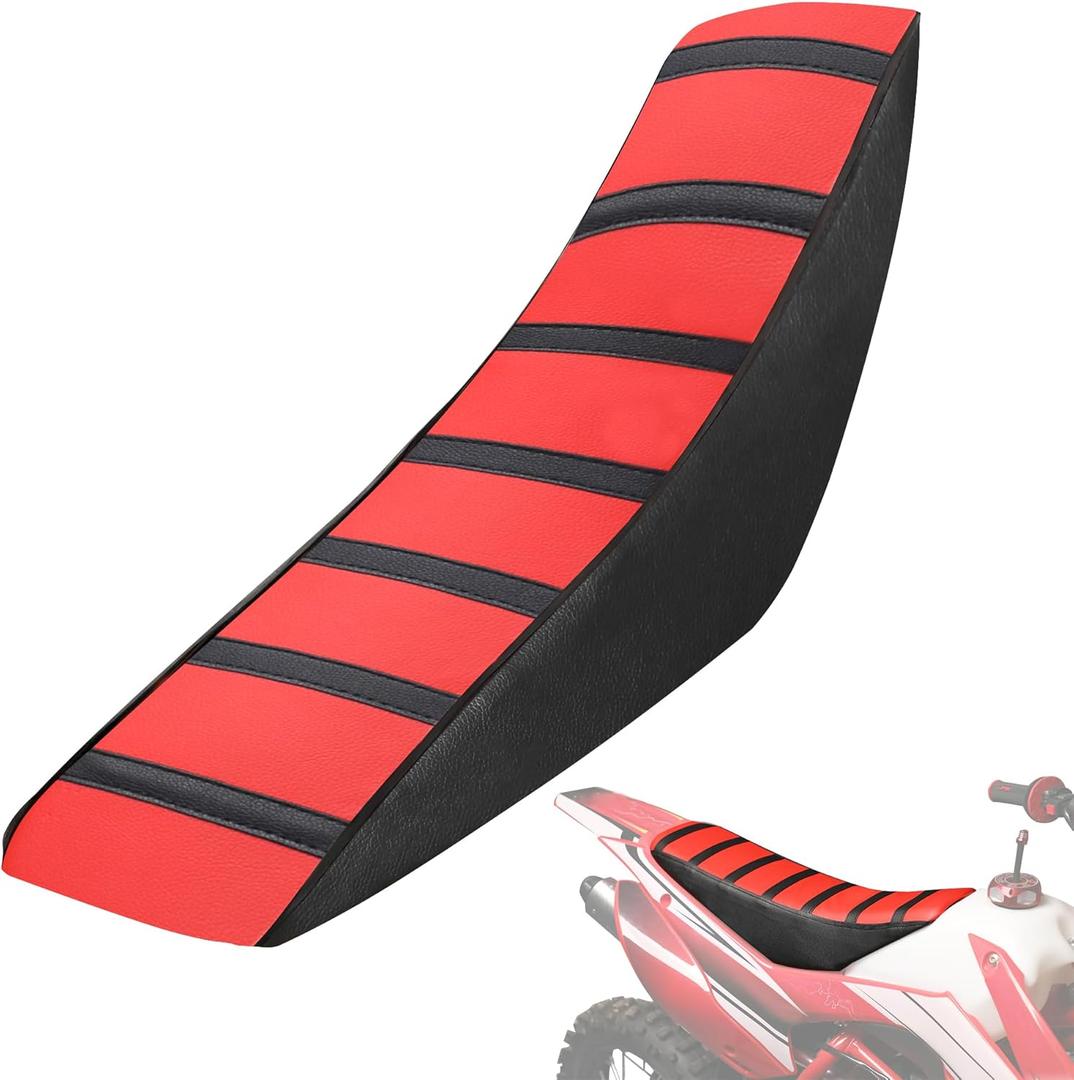 JFG RACING Dirt Bike Seat Cover,Universal Soft Rubber Cushion Covers for E Dirt Pit Bike Ebike Motocross Motorcycle Enduro CR CRF XR 50 85 125 150 230 250 450-Red
