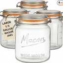 kitchentoolz Large Glass Mason Jars with Airtight Lids  Half Gallon Food Storage & Canning Jars with Measurement Markings  Kitchen Pantry Containers for Flour, Sugar & Dry Goods  64 oz (4pk)