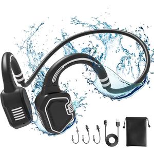 Bone Conduction Headphones Swimming Headphone - IP68 Waterproof Open Ear Headphones with MP3 Play 32G Memory Inductive Wireless Bluetooth Sports Headset for Running Swimming (Grey)