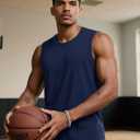 TACVASEN Tank Top for Men Moisture Wicking Cotton Sleeveless Shirts Muscle Gym Workout Causal Summer Tank Tops (Blue, XXL)