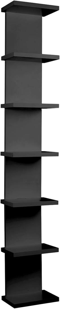 7 Tier Wall Shelf Unit - Lack Floating Shelf, Compact Display Floating Shelves, Vertical Column Wall Decor Mount Floating Storage Organizer Tall Tower Shelves for Bedrooms, Living Rooms,Black