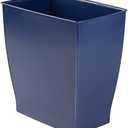 iDesign Small Plastic Bathroom Trash Can, Slim Rectangle Garbage Bin for Bedroom, Office, Dorm, Navy Blue, Pack 2