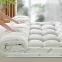 LIANLAM Bambu Mattress Topper Queen, 1200 GSM Cooling Mattress Pad, 2In Extra Thick Pillow Top for Back Pain, Soft Mattress Protector Cover with 8"-18" Deep Pocket(60"x80")