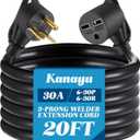 Kanayu 20ft 30A NEMA 6-30 Extension Cord, 6-30P Male Plug to 6-30R Female Receptacle Power Cord with Handle for Welder Compressor Heater, STW 10 AWG/3C, 250V, 7500W, ETL Listed