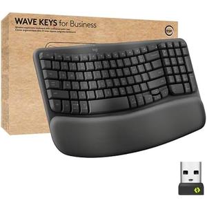 Logitech Wave Keys for Business, Wireless Ergonomic Keyboard with Cushioned Palm Rest, Secure Logi Bolt Technology, Bluetooth, Compatible with Windows/Mac/Chrome/Linux - Graphite