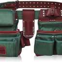 Nylon and Leather Tool Belt | Nylon Tool Pouch | Carpenter Tool Belt | Construction | Framers | Electrician Tool Belts | Drywall Tool Bags | Handyman | Electric (GREEN), 30 to 47 inches