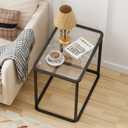 Garden 4 you Glass Side Table, Rectangle End Table with Metal Frame, Modern Bedside Table for Office, Bedroom, Living Room, Study, Small Spaces,Easy Assembly,23.6x15.7x20.8 Inches,Black