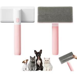 2 x 6.5" Wide Pet Hair Remover Brush - Effortlessly Lift Embedded Fur from Sofa, Car, Carpet! Reusable & Washable Cat/Dog Hair Cleaner, Detachable for Deep Clean, Eco-Friendly - Gentle on Fabric (Pink)