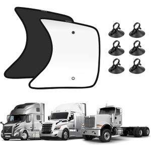 KUST 23''21.6'' Side Window Sun Shade for Semi Truck, RV Semi Truck,Volvo VNL,International Trucks, Freightliner Black&Silver Side Window Shade, Sunshade with Suction Cup, Glare Sun UV Rays 2PCS