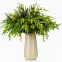 20 Pcs Christmas Norfolk Pine Branches with Lights 18" 8 Artificial Norfolk Stems 8 Branches with Pinecone 4 Lighted Stems for Vases Xmas DIY Garland Wreath Home Centerpiece Table Decorations