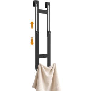 1PCS Shower Door Hooks, 7.7"-13.7" Height Adjustable Towel Hook For Frameless Glass Door, Stainless Steel No-Drill Double Bathroom Hooks, With 2 Anti-Slip Pads, Shower Hook For Robe, Bath Towel