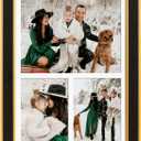 Suede P538-1116 11x16 Picture Frame Display 3 Opening One 8x10 Picture Frames and 5x7 Double Picture Frames Collage Wall Decor with Mat,Multi Photo Frame for Plexiglass,Wall Decor,1Pack,Black