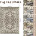 Rugland 8x10 Area Rugs - Stain Resistant Washable Rug, Anti Slip Backing Rugs for Living Room, Vintage Tribal Area Rugs (TPR07-Ivory, 8'x10')