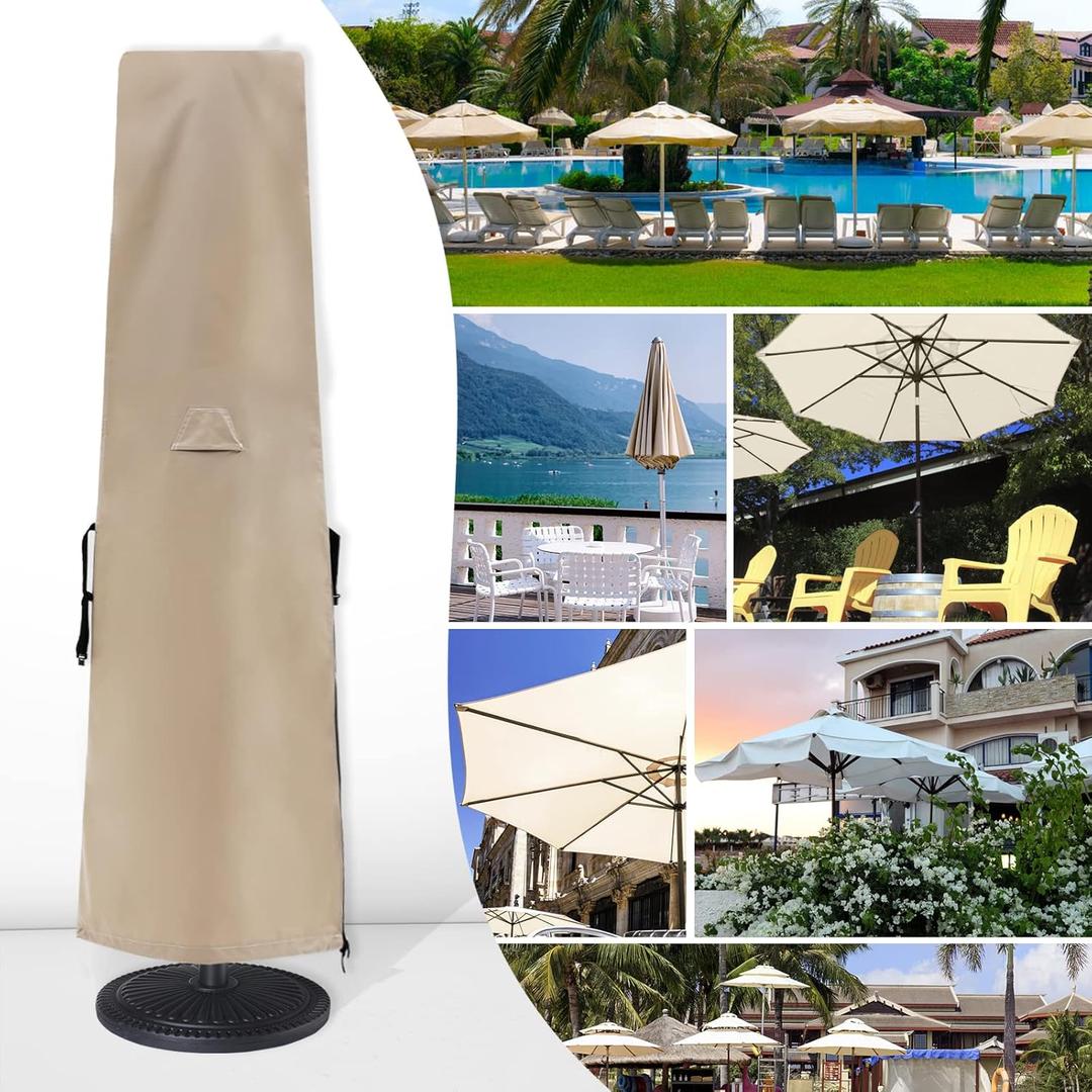 600D Patio Umbrella Parasol Cover Waterproof Outdoor Anti-UV Protective Cover with Zipper Fits Market Umbrella Up to 14 Feet,Khaki 600D Patio Umbrella Parasol Cover Waterproof Outdoor Anti-UV Protective Cover with Zipper Fits Market Umbrella Up to 14 Feet,Khaki