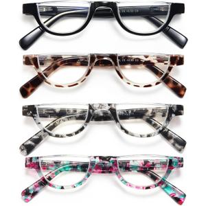 EYEURL Half Frame Reading Glasses for Women-4 Pack Blue Light Glasses Fashion Computer Readers for Women Anti UV Ray Eyeglasses with Spring Hinges,2.5
