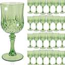 24 Pcs Sage Green Plastic Wine Glasses, Plastic Goblets for Parties, Vintage Wine Glasses Bulk, Reusable Drinking Glass, Drinkware Cups for Wedding Party Reception Event Supplies