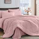 HEVUMYI Dusty Pink Full Comforter Set - 7-Piece All Season Bed in a Bag Full, Ultra Soft Bedding Set with Comforter, Flat Sheet, Fitted Sheet, Pillowcases, Pillow Shams
