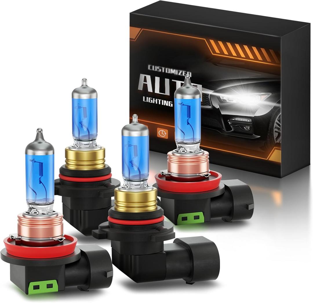 XFLHEHD Fits for 2011-2016 Jeep Grand Cherokee Halogen Headlight Bulbs Combo, Ultra Bright 5000K White High Low Beam Headlight Bulbs, Plug and Play, 4 Pack