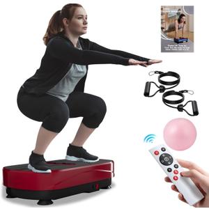 Vibration Plate Exercise Machine - Whole Body Workout Vibration Platform Lymphatic Drainage Machine for Weight Loss Home Fitness with Resistance Bands Remote