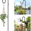 saffruff 74" Shepherds Hook Stand: Hanging Wind Chimes, Bird Feeders, Plants, Lanterns and Wreath, Adjustable Free Standing Pole Holder with Heavy Duty Base for Indoor & Outdoor, Holds Up to 20 LBS (Black)