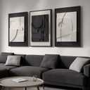 Large 3D Textured Framed Black and White Abstract Wall Art for Living Room, 3 Piece Modern Artwork for Walls, Black White Minimalist Geometric Paintings for Hallway Office Wall Decor 24x36 In