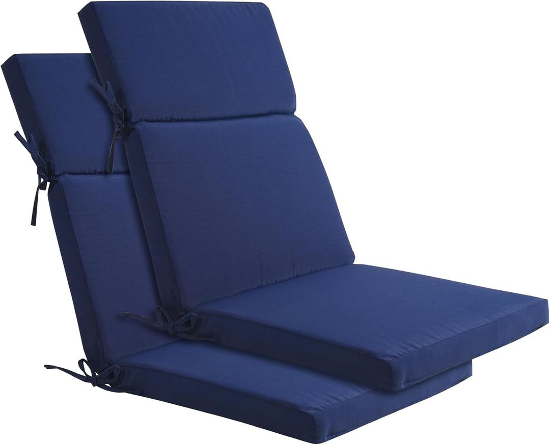Enipate 2 Pack Outdoor High Back Chair Cushion, Weather Resistant Adirondack Rocking Chair Cushions, Foam Patio Furniture Replacement Cushion
